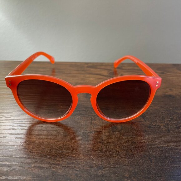 Round Reddish Orange Sunglasses Frames Only Retro Vintage Style 48-20-135 mm - Picture 1 of 7